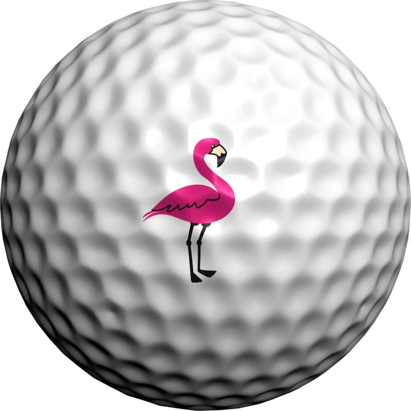 Golfdotz - USGA Rule Conforming Golf Ball Markers, Golf Ball Stickers for Marking Balls, No More Smearing from Stamps, Gifts for Golfers, Dads, and Retirees, (Flamingo; 24-Count) - Image 1